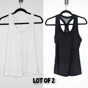 Lot of Two Athleta Racerback Tank Tops Black White XS‎